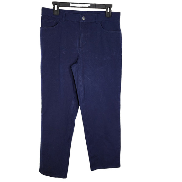 Isaac Mizrahi Live Womens Petite 24/7 Stretch Pants Size 10P Navy 5 Pocket Knit - Picture 1 of 9